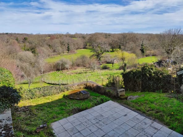 Scenic countryside landscape with trees and grass fields.