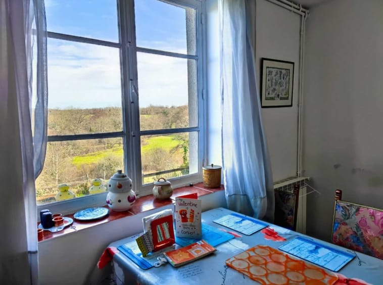 Cosy room with countryside window view.
