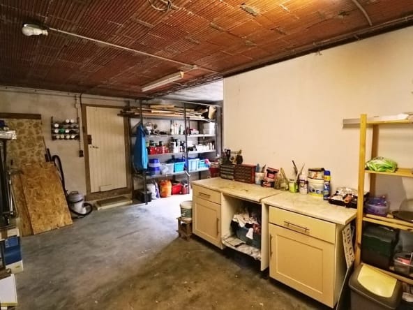 Garage with shelves and tools